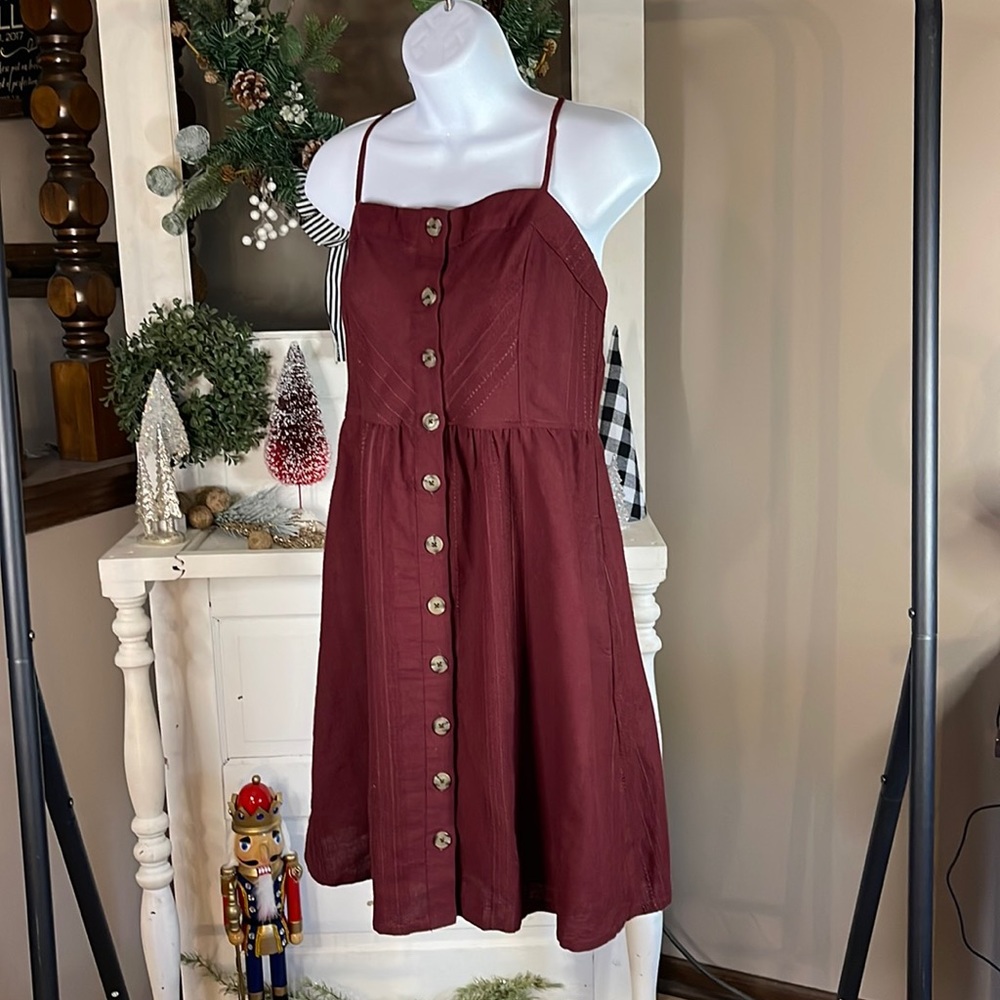 Maroon Button Down Dress